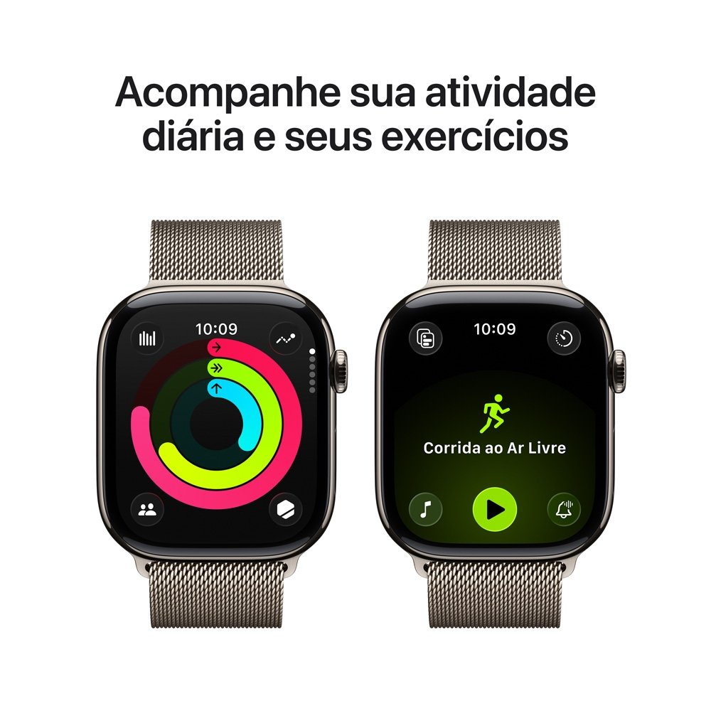 Apple Watch Series 11 GPS + Cellular, Caixa Natural de Titânio de 46 mm, Pulseira Natural Estilo Milanês, Tamanho M/G - MFD04AM/A Apple Watch Series 11 GPS + Cellular, Caixa Natural de Titânio de 46 mm, Pulseira Natural Estilo Milanês, Tamanho M/G - MFD04AM/A