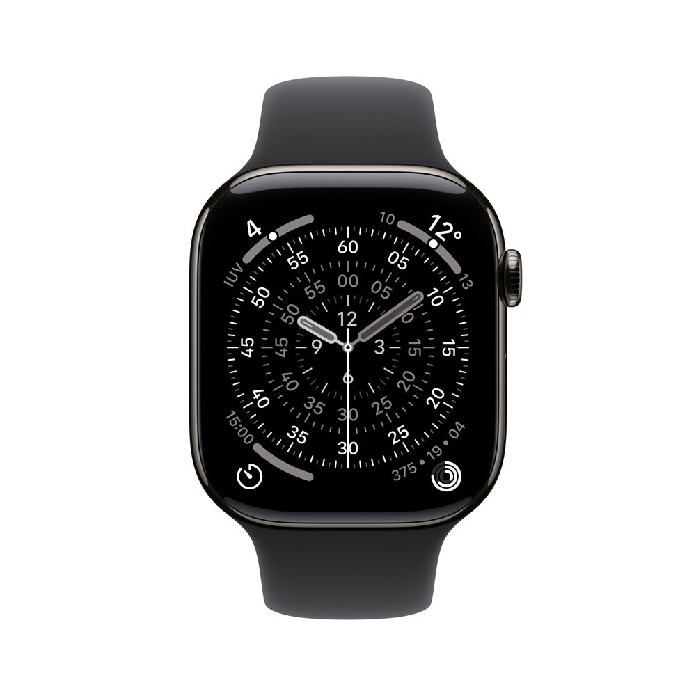 Apple Watch Series 11 GPS + Cellular, Caixa Ardósia de Titânio de 46 mm, Pulseira Esportiva Preta, Tamanho M/G - MFD24AM/A - view 2