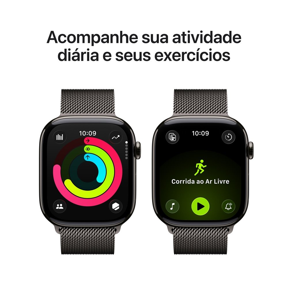 Apple Watch Series 11 GPS + Cellular, Caixa Ardósia de Titânio de 46 mm, Pulseira Ardósia Estilo Milanês, Tamanho M/G - MFD44AM/A Apple Watch Series 11 GPS + Cellular, Caixa Ardósia de Titânio de 46 mm, Pulseira Ardósia Estilo Milanês, Tamanho M/G - MFD44AM/A