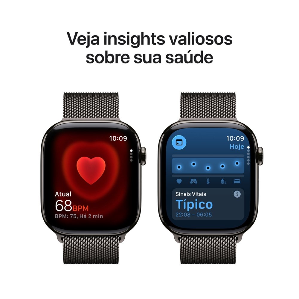 Apple Watch Series 11 GPS + Cellular, Caixa Ardósia de Titânio de 46 mm, Pulseira Ardósia Estilo Milanês, Tamanho M/G - MFD44AM/A Apple Watch Series 11 GPS + Cellular, Caixa Ardósia de Titânio de 46 mm, Pulseira Ardósia Estilo Milanês, Tamanho M/G - MFD44AM/A