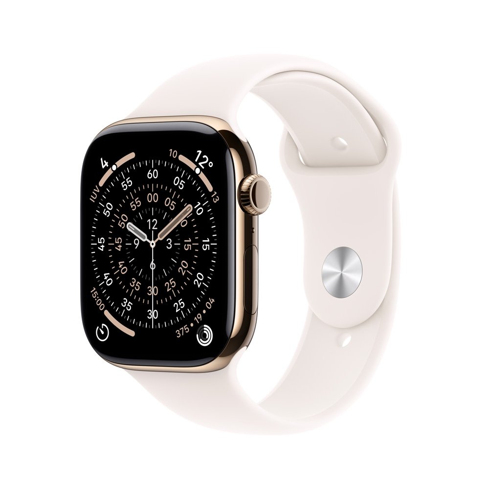 Apple Watch Series 11 GPS + Cellular, Caixa Dourada de Titânio de 46 mm, Pulseira Esportiva Blush-clara, Tamanho M/G - MFD64AM/A
