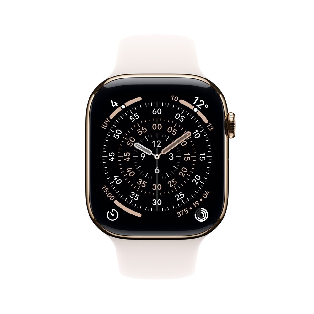 Apple Watch Series 11 GPS + Cellular, Caixa Dourada de Titânio de 46 mm, Pulseira Esportiva Blush-clara, Tamanho M/G - MFD64AM/A - view 2