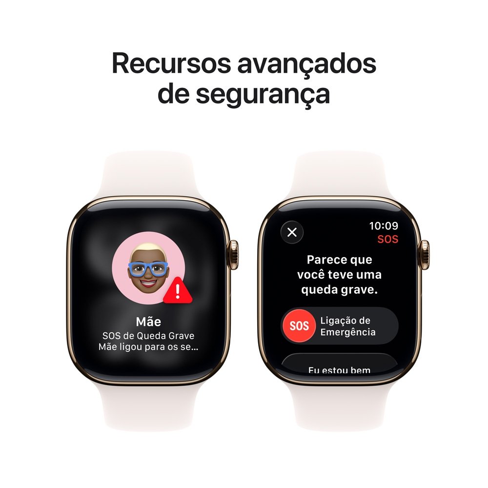Apple Watch Series 11 GPS + Cellular, Caixa Dourada de Titânio de 46 mm, Pulseira Esportiva Blush-clara, Tamanho M/G - MFD64AM/A - view 5