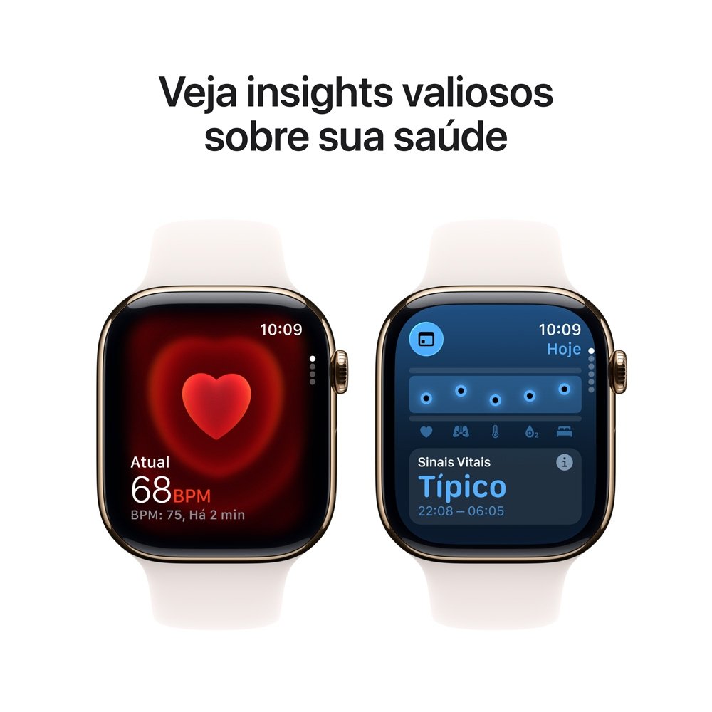 Apple Watch Series 11 GPS + Cellular, Caixa Dourada de Titânio de 46 mm, Pulseira Esportiva Blush-clara, Tamanho M/G - MFD64AM/A - view 6