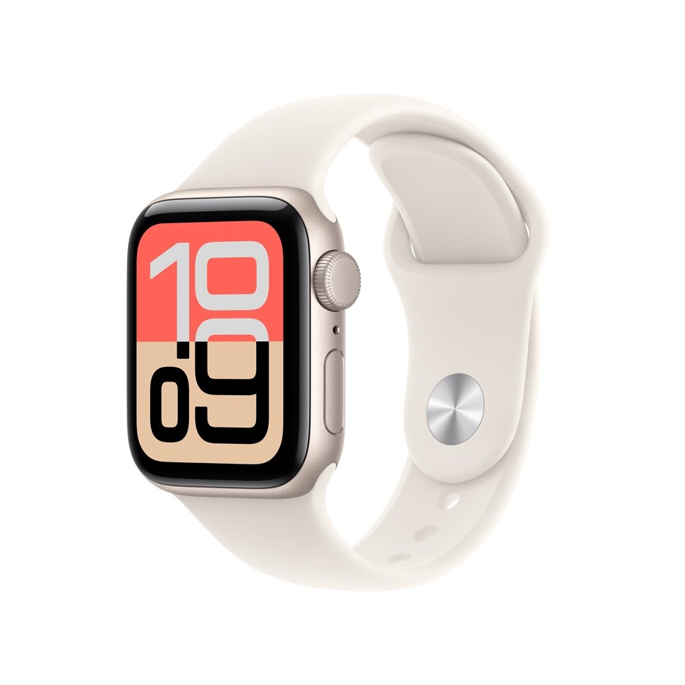 Apple Watch SE 3 GPS, Caixa Estelar de Alumínio de 44 mm, Pulseira Esportiva Estelar, Tamanho P/M - MEHG4AM/A