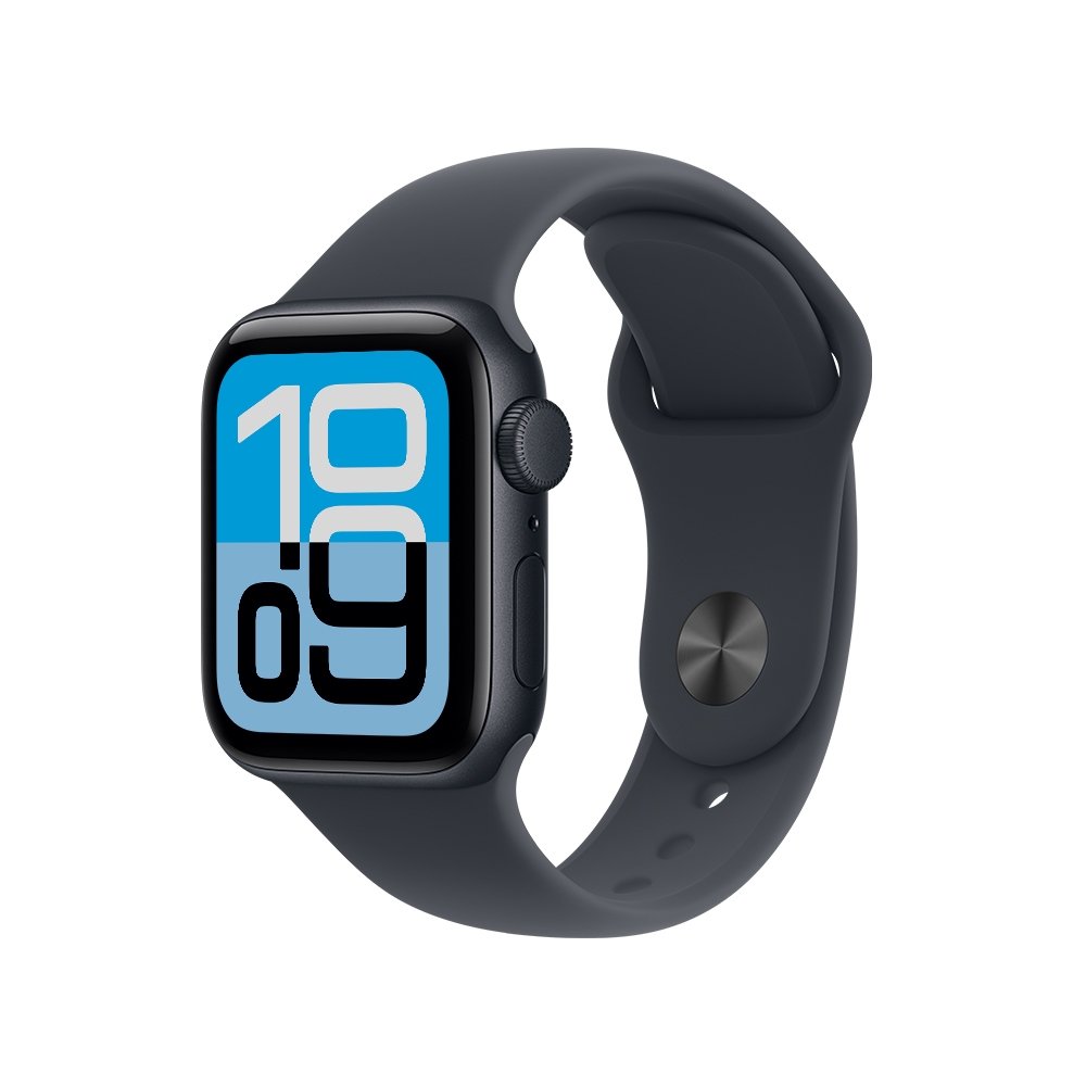 Apple Watch SE 3 GPS, Caixa Meia-noite de Alumínio de 44 mm, Pulseira Esportiva Meia-noite, Tamanho P/M - MEHN4AM/A