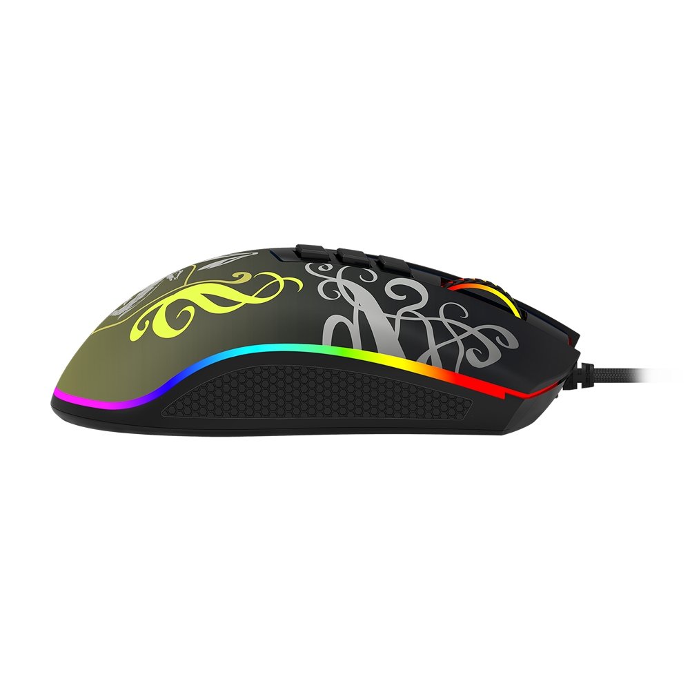 Mouse Gamer Redragon Harry Potter Lufa-Lufa, RGB, 12400 DPI, Sensor Pixart PMW3327, USB, Preto e Amarelo - HP-711H