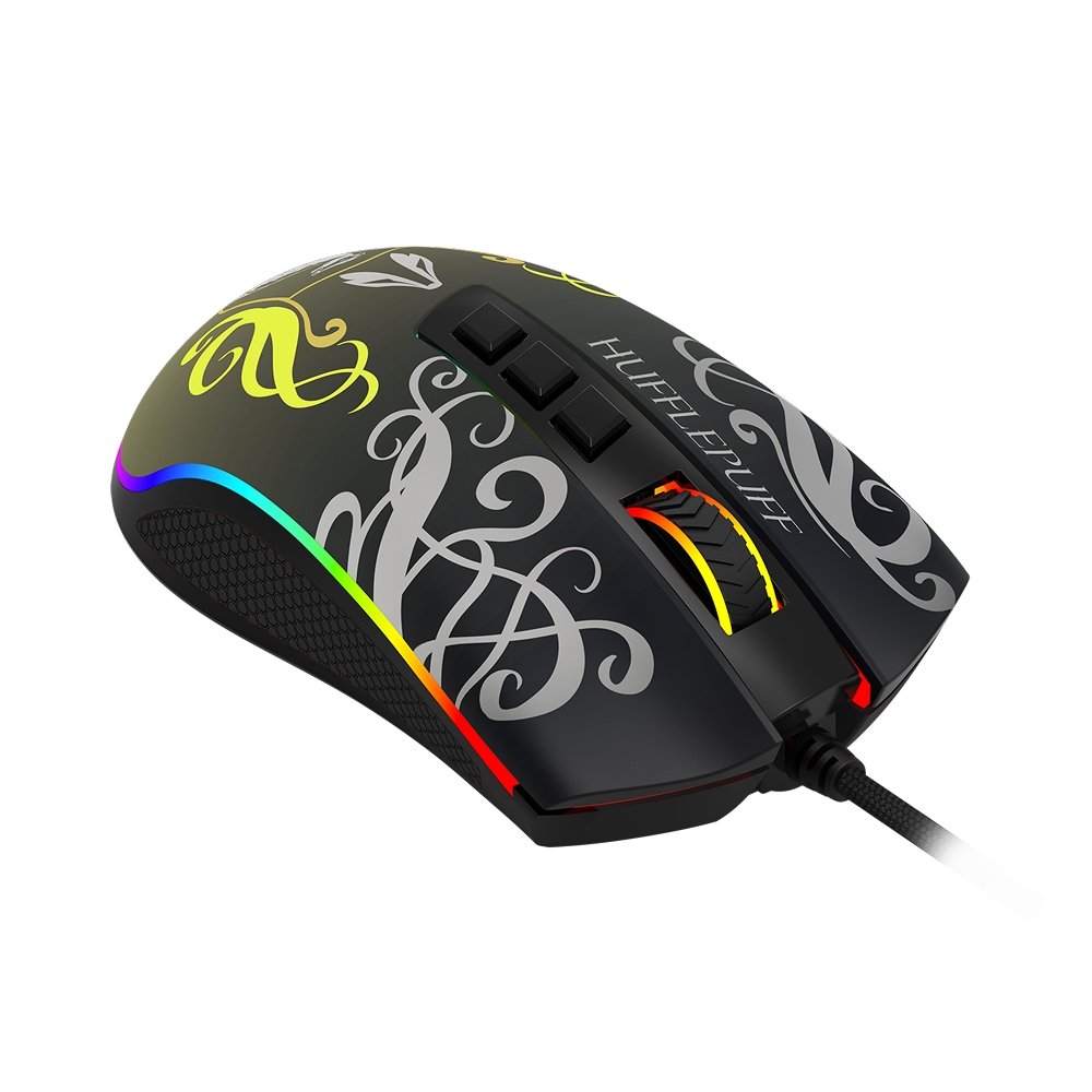 Imagem 9 de 9 do produto Mouse Gamer Redragon Harry Potter Lufa-Lufa, RGB, 12400 DPI, Sensor Pixart PMW3327, USB, Preto e Amarelo - HP-711H