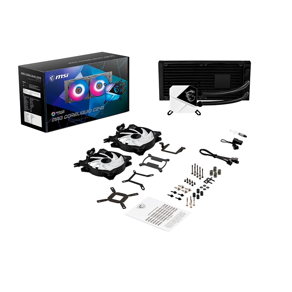 Imagem 6 de 7 do produto Water Cooler MSI MAG Coreliquid C240 , ARGB, 240mm, Intel e AMD, Preto - 306-7ZW2R11-813
