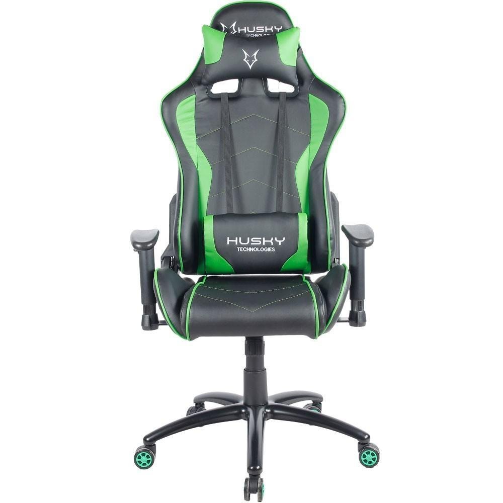Imagem 14 de 14 do produto Cadeira Gamer Husky Gaming Storm, Preto e Verde, Com Almofadas, Reclinável, Descanso de Braço 2D - HST-BG