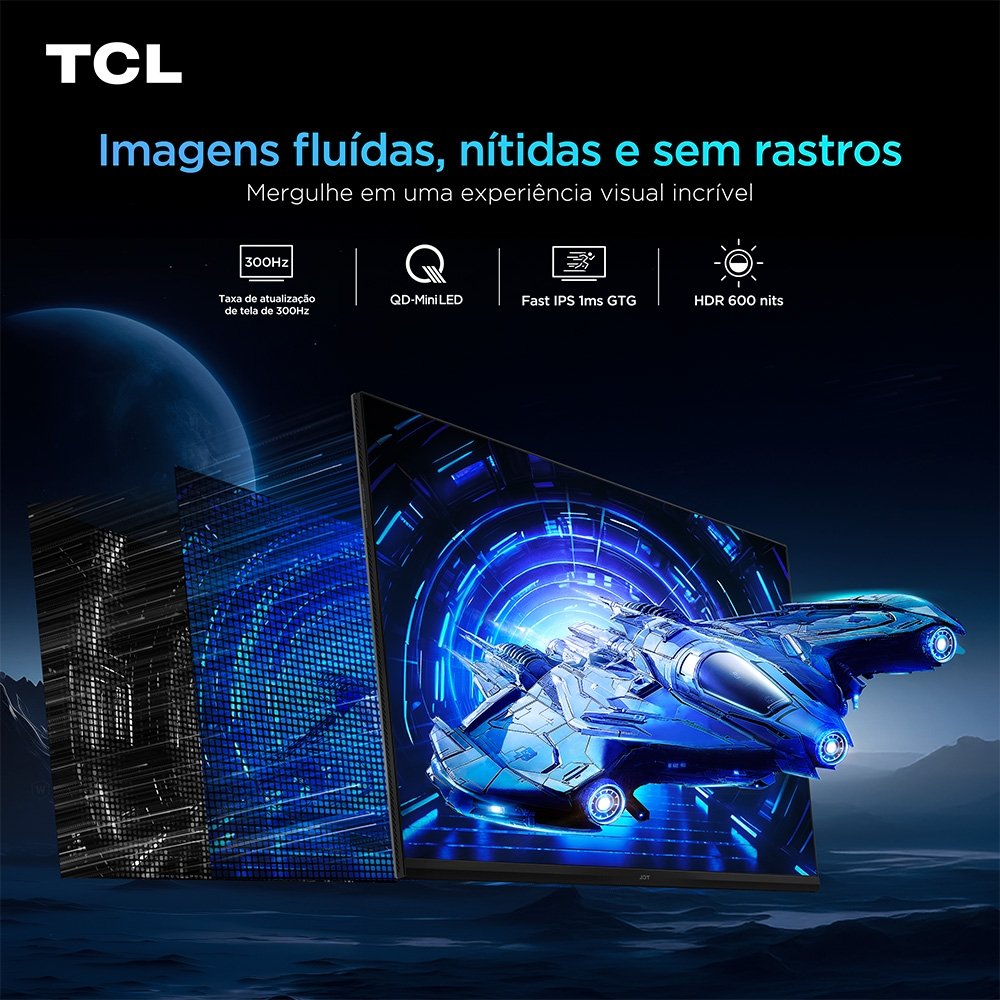 Monitor Gamer TCL Mini LED 25, 300Hz, 1ms, HDR 600, Altura Ajustável - 25G64 - view 4