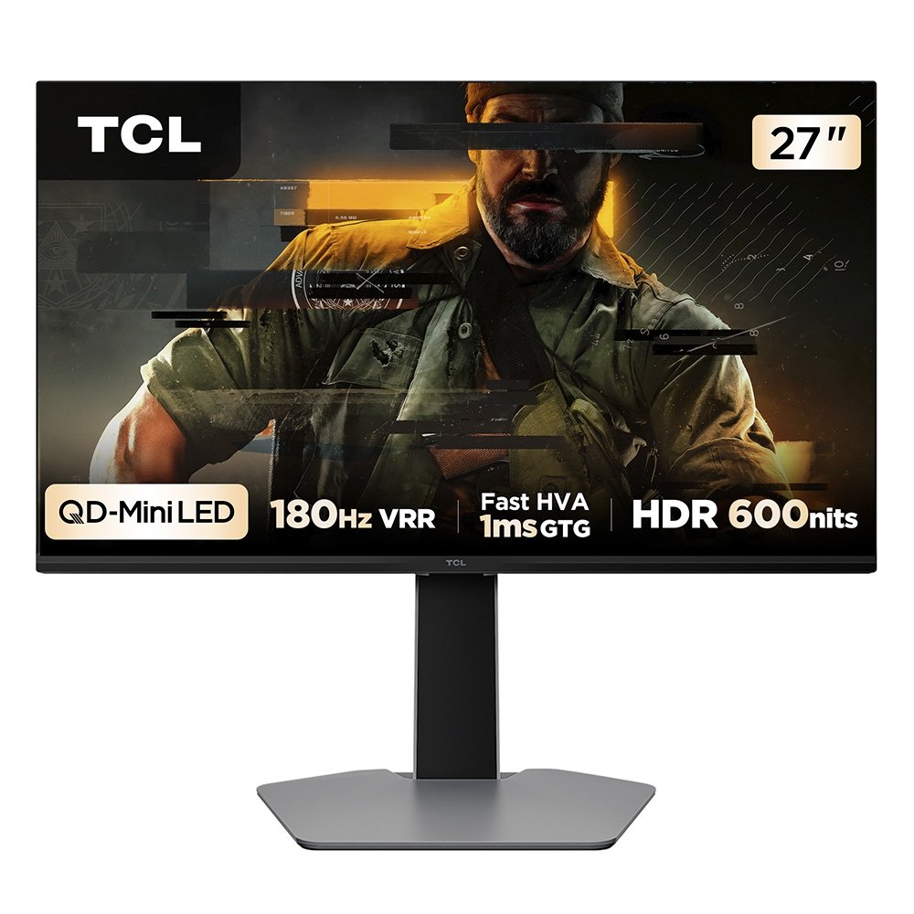 "Monitor Gamer TCL QD Mini LED 27"", QHD, 180Hz, 1ms, HDR 600, Altura Ajustável - 27G64"