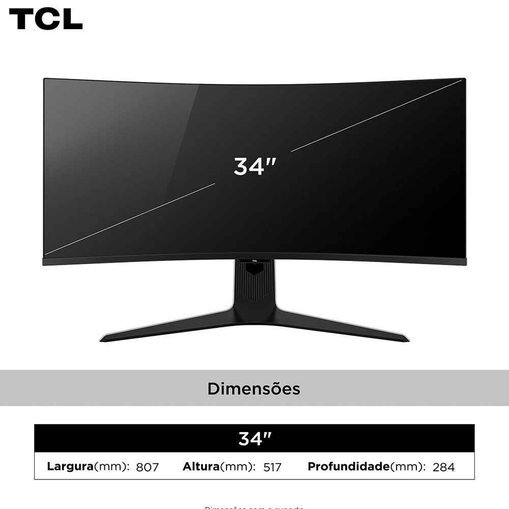 Monitor Gamer Curvo TCL QD Mini LED 34, WQHD, Ultrawide, 180Hz, 1ms, HDR 1400, USB-C, FreeSync Premium, Altura Ajustável, Som Integrado - 34R83Q - view 4