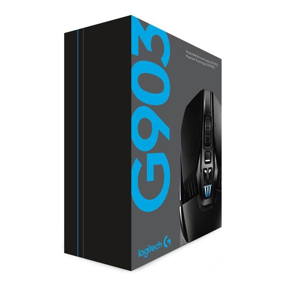 Imagem 10 de 13 do produto Mouse Sem Fio Gamer Logitech G903 Recarregável, RGB Lightsync, Design Ambidestro, 11 Botões, 12000DPI - 910-005086
