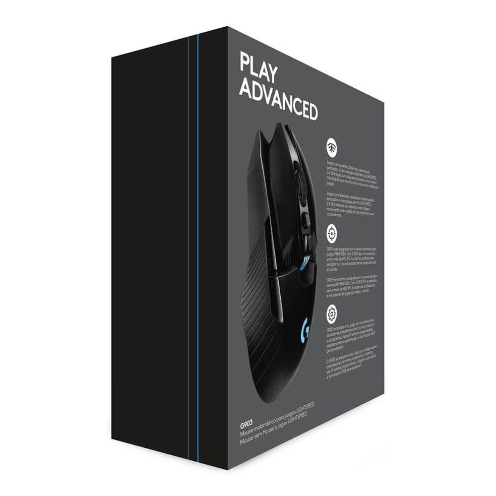 Imagem 11 de 13 do produto Mouse Sem Fio Gamer Logitech G903 Recarregável, RGB Lightsync, Design Ambidestro, 11 Botões, 12000DPI - 910-005086