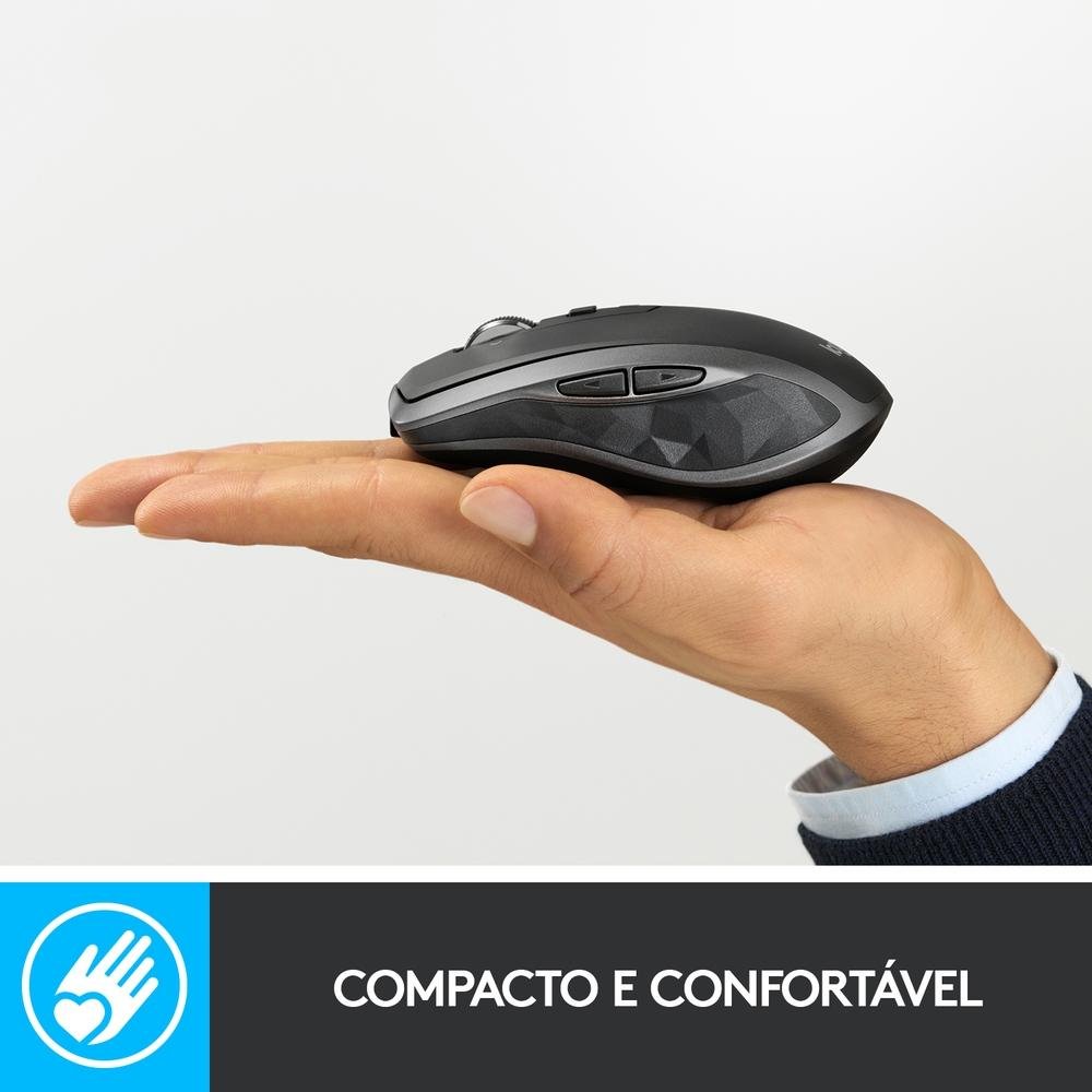 Mouse Logitech MX Anywhere 2S Sem Fio Recarregável Tecnologia Flow Unifying Cinza 4000DPI - 910-005132