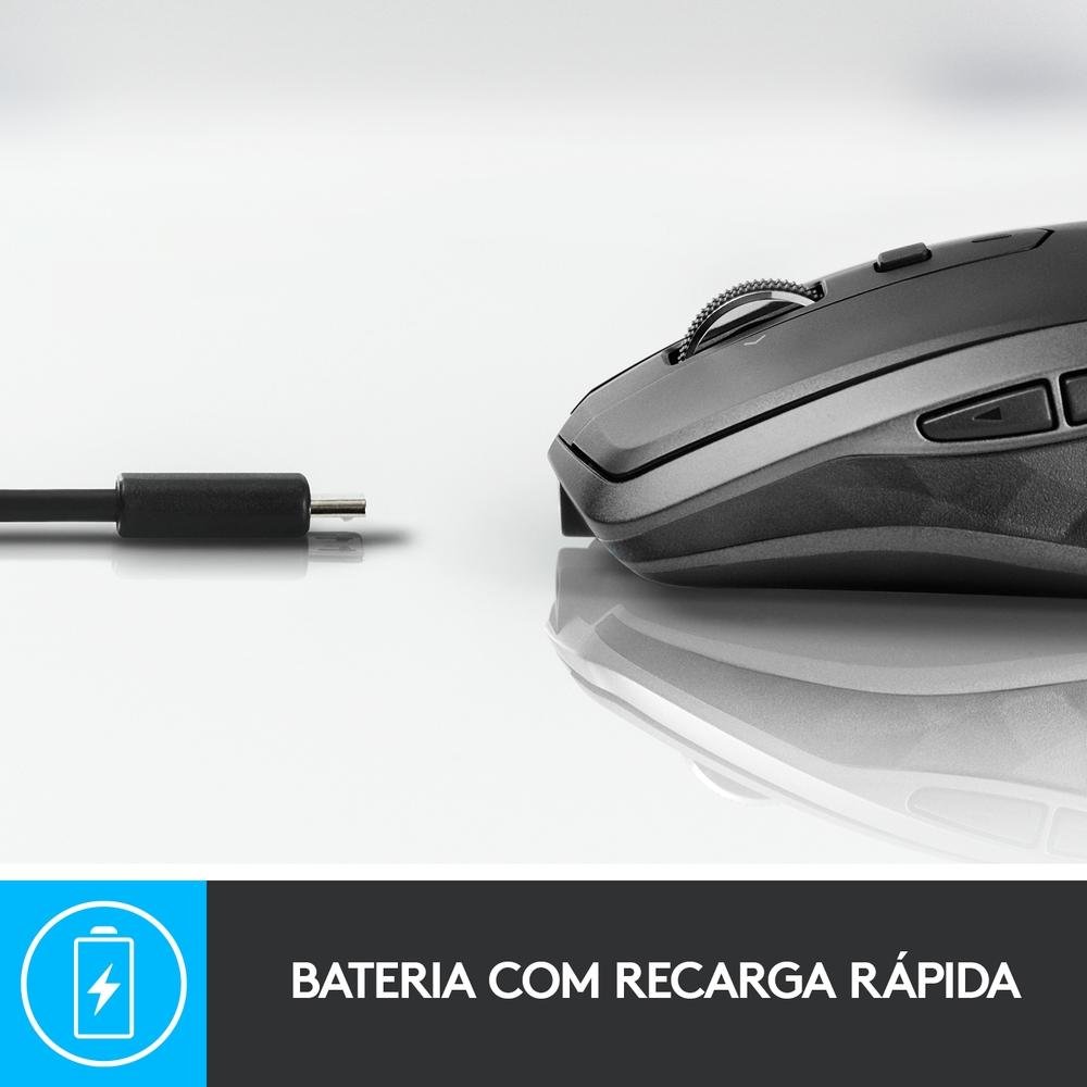 Mouse Logitech MX Anywhere 2S Sem Fio Recarregável Tecnologia Flow Unifying Cinza 4000DPI - 910-005132