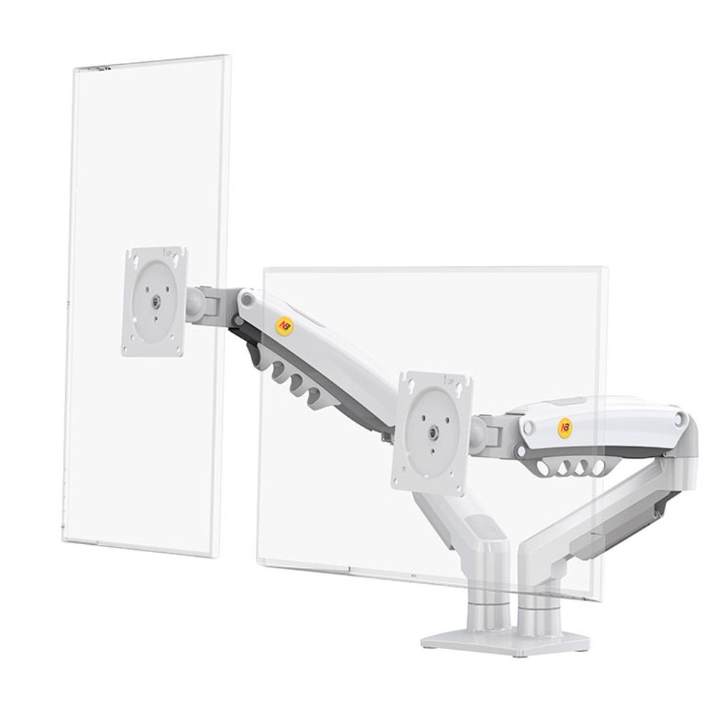 Suporte de Mesa Articulado para 2 Monitores de 17" a 27" North Bayou, Ajustes com Pistão a Gás, Branco - F160-XE NB