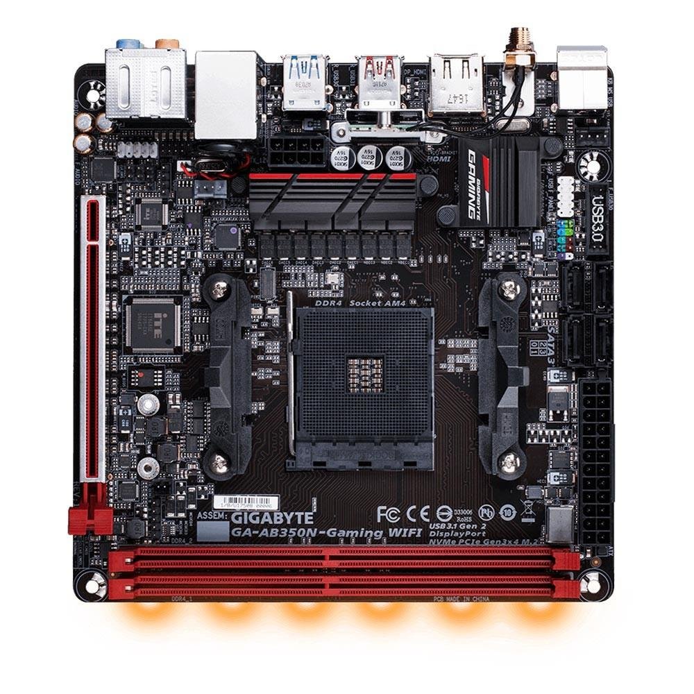 Placa-Mãe Gigabyte GA-AB350N-Gaming Wi-Fi, AMD AM4, Mini-ITX, DDR4 Placa-Mãe Gigabyte GA-AB350N-Gaming Wi-Fi, AMD AM4, Mini-ITX, DDR4