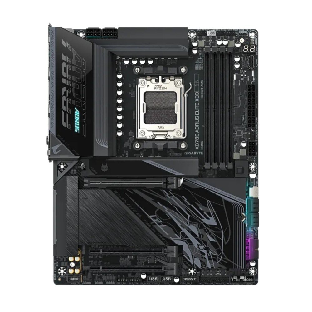 Imagem 2 de 6 do produto Placa Mãe Gigabyte X870E AORUS ELITE X3D, AMD AM5, ATX, DDR5, PCIe 5.0, Wi-Fi 7, Bluetooth, Preto - X870E A ELITE X
