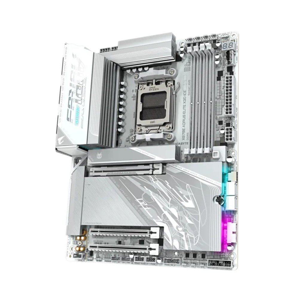 Placa Mãe Gigabyte X870E AORUS ELITE X3D ICE, AMD AM5, ATX, DDR5, PCIe 5.0, Wi-Fi 7, Bluetooth, Branco - X870E A ELITE X ICE