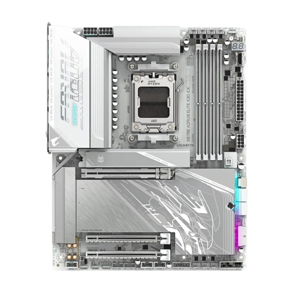 Placa Mãe Gigabyte X870E AORUS ELITE X3D ICE, AMD AM5, ATX, DDR5, PCIe 5.0, Wi-Fi 7, Bluetooth, Branco - X870E A ELITE X ICE