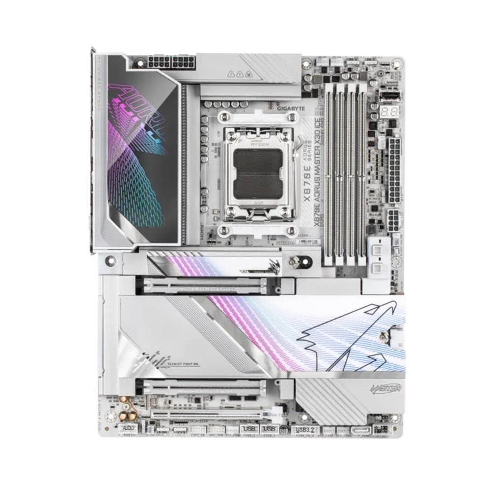 Placa Mãe Gigabyte X870E AORUS MASTER X3D ICE, AMD AM5, E-ATX, DDR5, PCIe 5.0, Wi-Fi 7, Bluetooth, Branco - X870E A MASTER X ICE 6