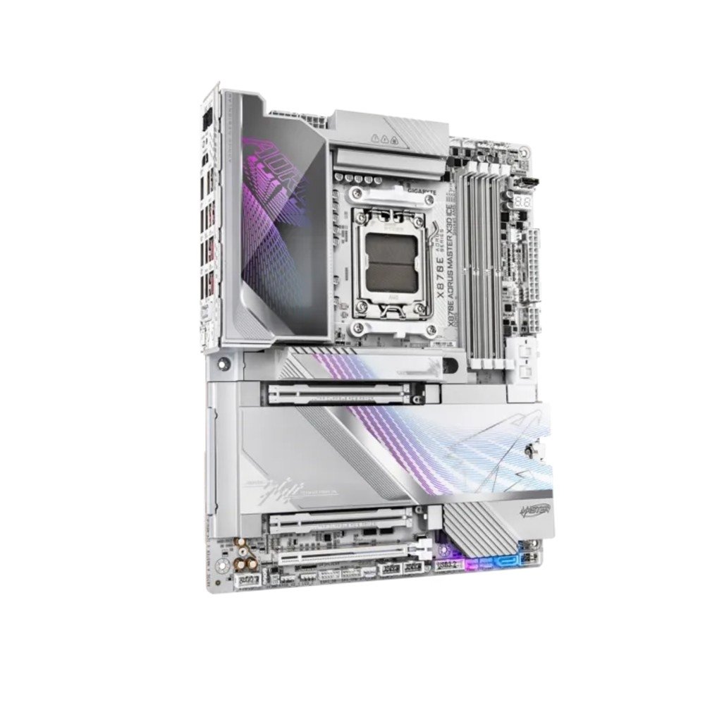 Placa Mãe Gigabyte X870E AORUS MASTER X3D ICE, AMD AM5, E-ATX, DDR5, PCIe 5.0, Wi-Fi 7, Bluetooth, Branco - X870E A MASTER X ICE 7