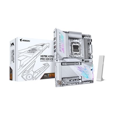 Placa Mãe Gigabyte X870E AORUS PRO X3D ICE, AMD AM5, ATX, DDR5, PCIe 5.0, Wi-Fi 7, Bluetooth, Branco - X870E A PRO X ICE