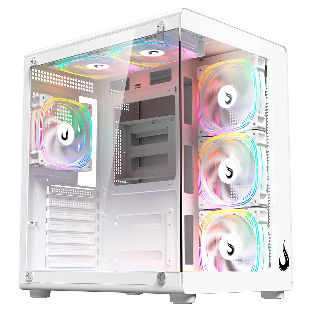 Gabinete Gamer Rise Mode Galaxy Glass X, Mid Tower, ATX, Lateral e Frontal em Vidro, Branco - RM-GA-GGX-FW