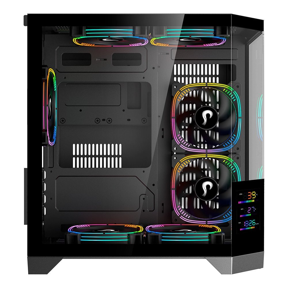 Gabinete Gamer Rise Mode Zeus Glass Screen 01, Mid Tower, M-ATX, Display 3.5, Lateral em Vidro, Preto - RM-CA-ZES-01-FB - view 4