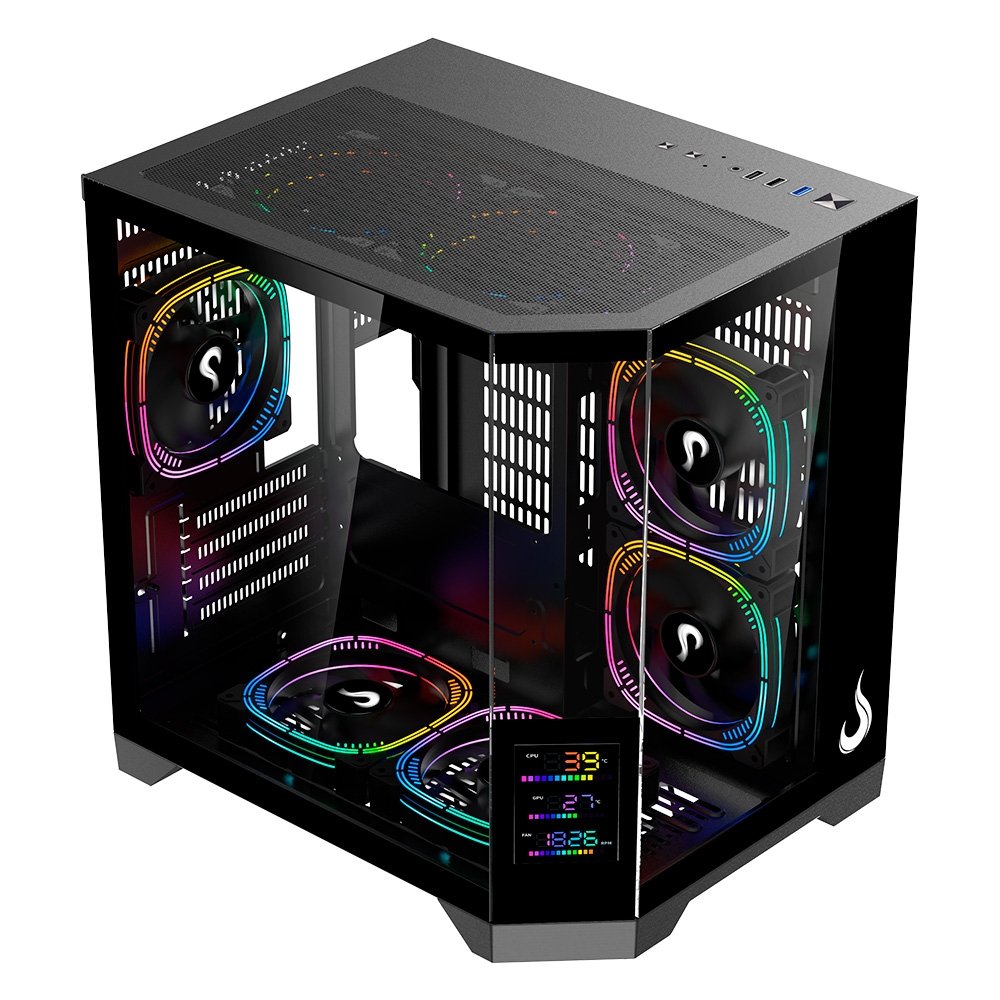Gabinete Gamer Rise Mode Zeus Glass Screen 01, Mid Tower, M-ATX, Display 3.5, Lateral em Vidro, Preto - RM-CA-ZES-01-FB - view 3