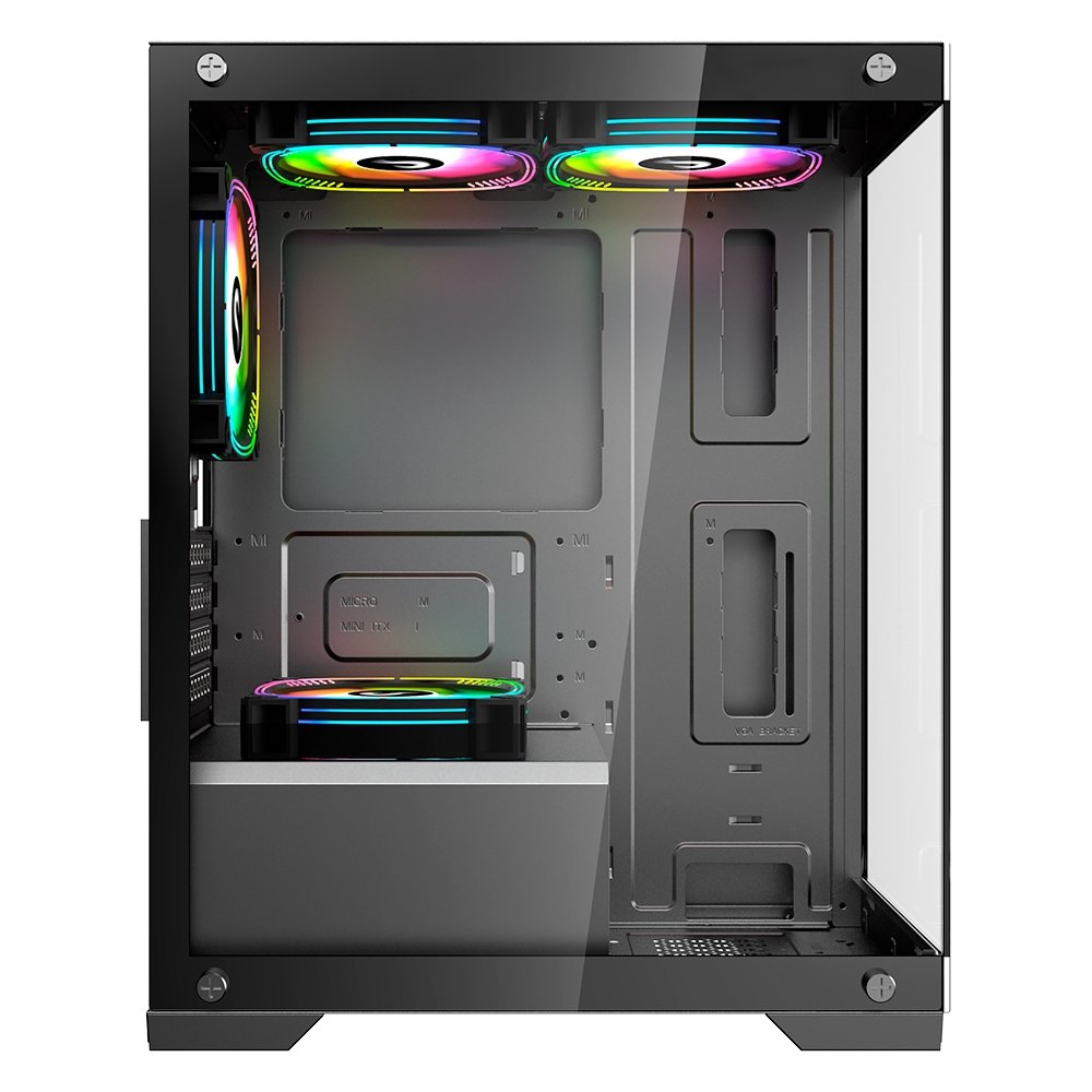 Imagem 3 de 5 do produto Gabinete Gamer Rise Mode Crystal Glass 01, Mid Tower, Lateral e Frontal em vidro, Preto - RM-CA-CY-01-FB