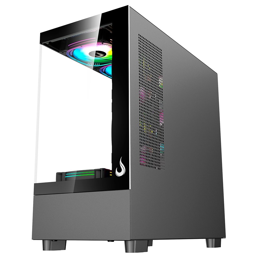 Gabinete Gamer Rise Mode Crystal Glass 03, Mid Tower, Lateral e Frontal em vidro, Preto - RM-CA-CY-03-FB - view 5