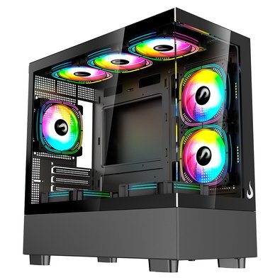 Gabinete Gamer Rise Mode Crystal Glass 03, Mid Tower, Lateral e Frontal em vidro, Preto - RM-CA-CY-03-FB