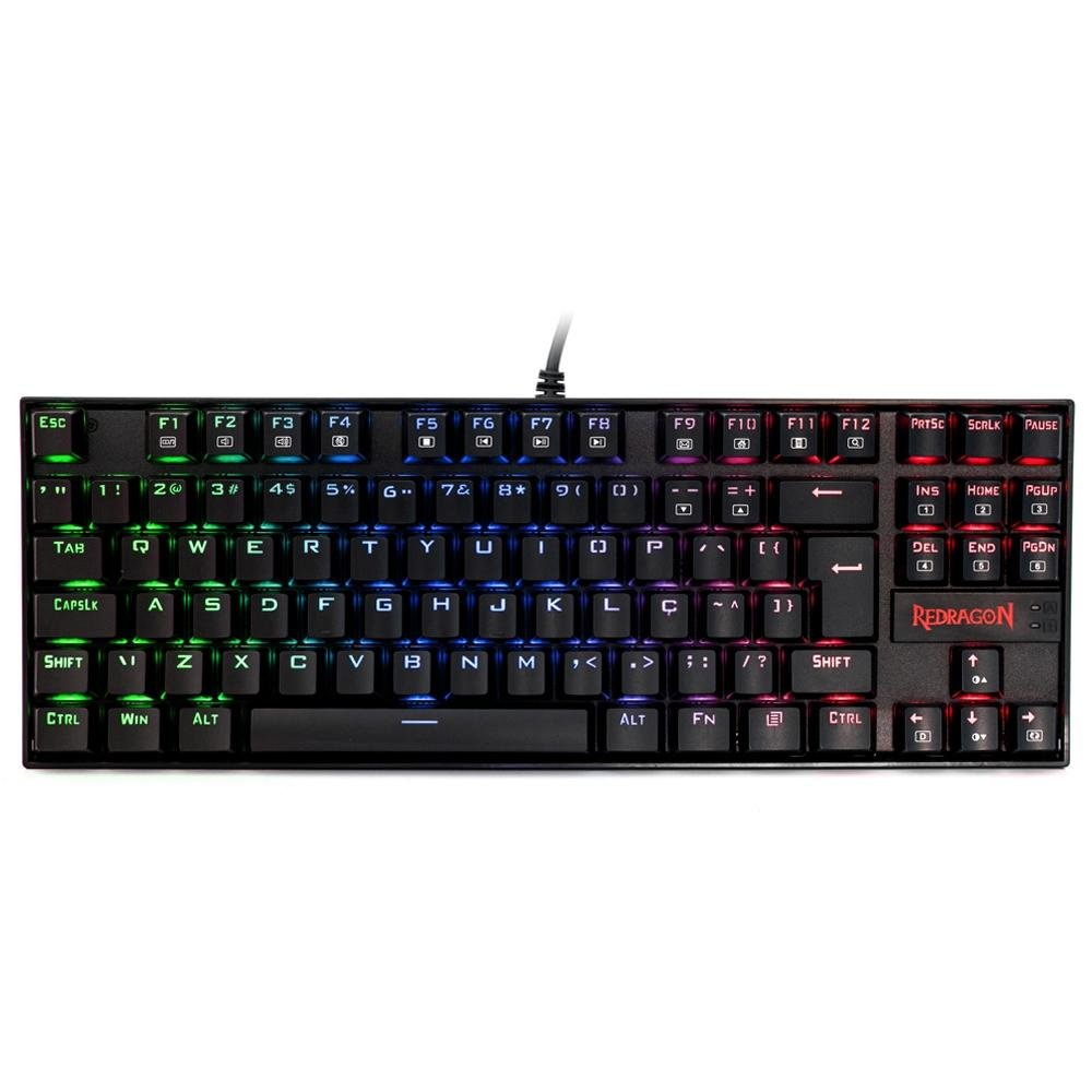 Teclado Mecânico Gamer Redragon Kumara, Anti-Ghosting, RGB, Switch Outemu Red, ABNT2, Preto, PT - K552RGB-1 (PT-RED)