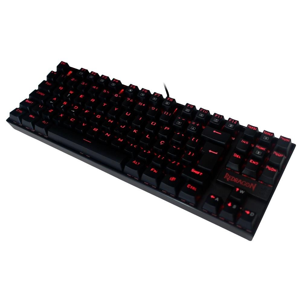 Teclado Mecânico Gamer Redragon Kumara, Anti-Ghosting, LED Vermelho, Switch Outemu Brown, ABNT2, Preto - K552-2 (PT-BROWN)