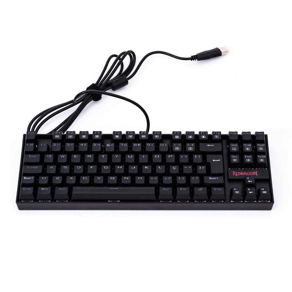 Teclado Mecânico Gamer Redragon Kumara, Anti-Ghosting, LED Vermelho, Switch Outemu Brown, ABNT2, Preto - K552-2 (PT-BROWN)