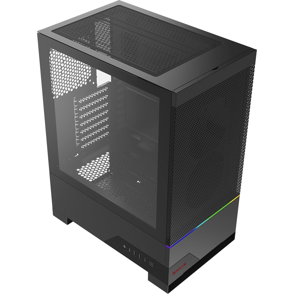 Imagem 8 de 10 do produto Gabinete Gamer Redragon Carbon, Mid Tower, RGB, ATX, Lateral em Vidro Temperado, Sem FANs, Preto - CA-610B