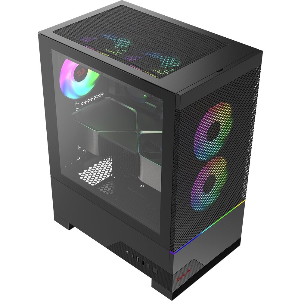 Imagem 9 de 10 do produto Gabinete Gamer Redragon Carbon, Mid Tower, RGB, ATX, Lateral em Vidro Temperado, Sem FANs, Preto - CA-610B