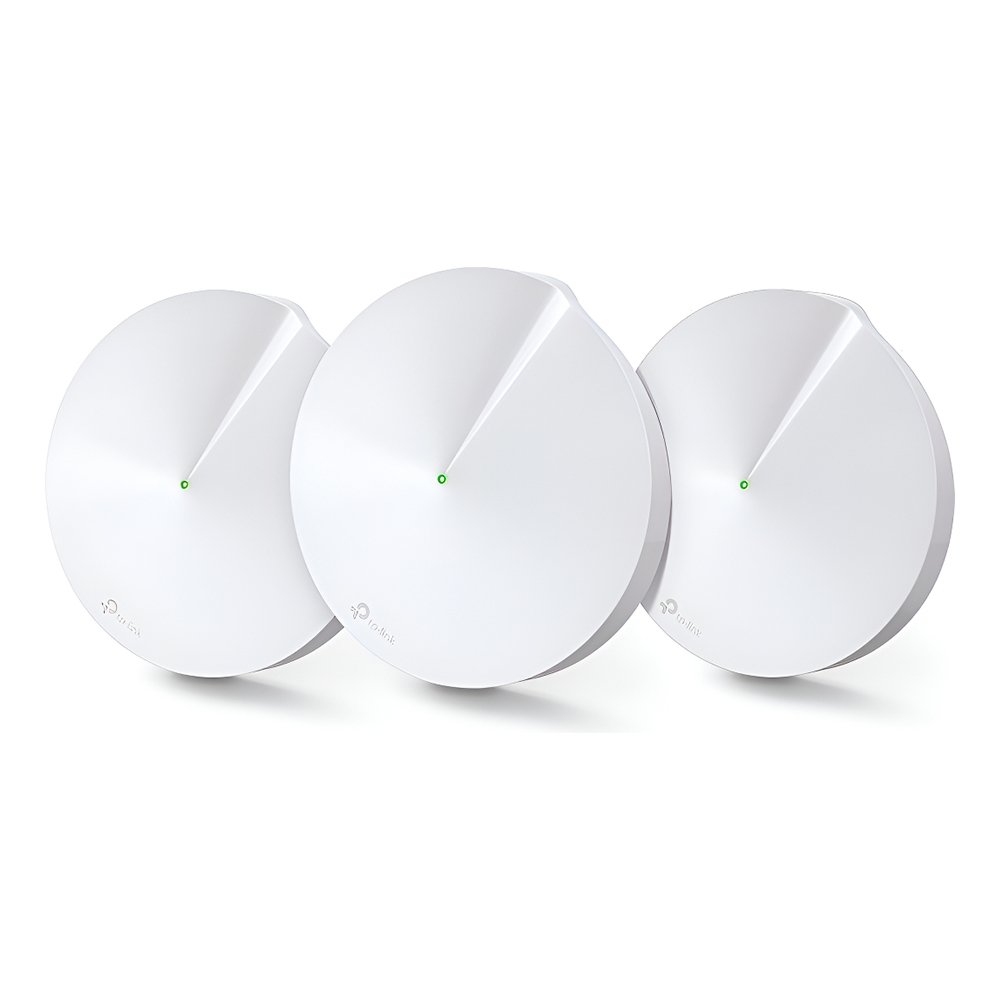 Roteador TP-Link Deco M5, Gigabit Ethernet, AC1300, 10/100/1000MBbs, Dual Band 2.4/5GHz, 4 Antenas, Branco - 3 Unidades Roteador TP-Link Deco M5, Gigabit Ethernet, AC1300, 10/100/1000MBbs, Dual Band 2.4/5GHz, 4 Antenas, Branco - 3 Unidades
