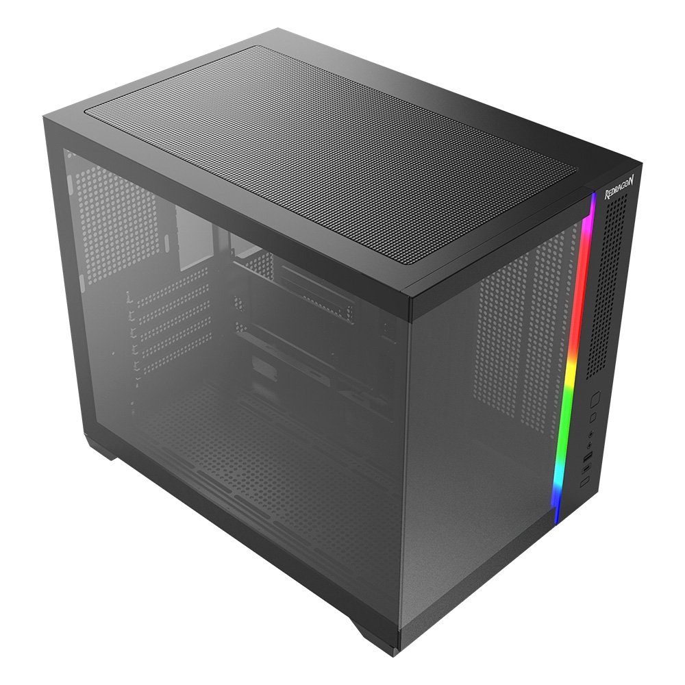 Gabinete Gamer Redragon Wideload Mini Lite RGB, Mini Tower, M-ATX, Sem Fans, Preto - CA-611B - view 6