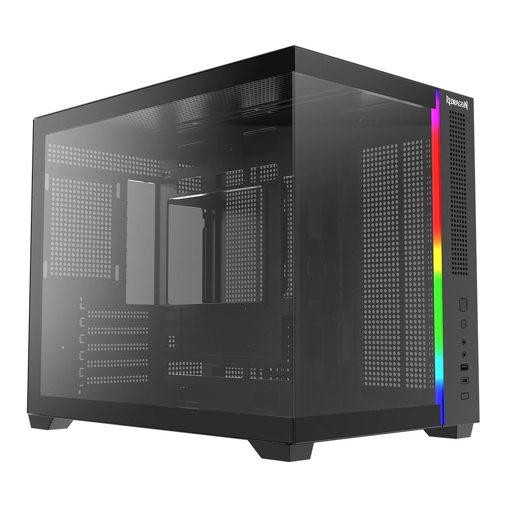 Gabinete Gamer Redragon Wideload Mini Lite RGB, Mini Tower, M-ATX, Sem Fans, Preto - CA-611B - view 7