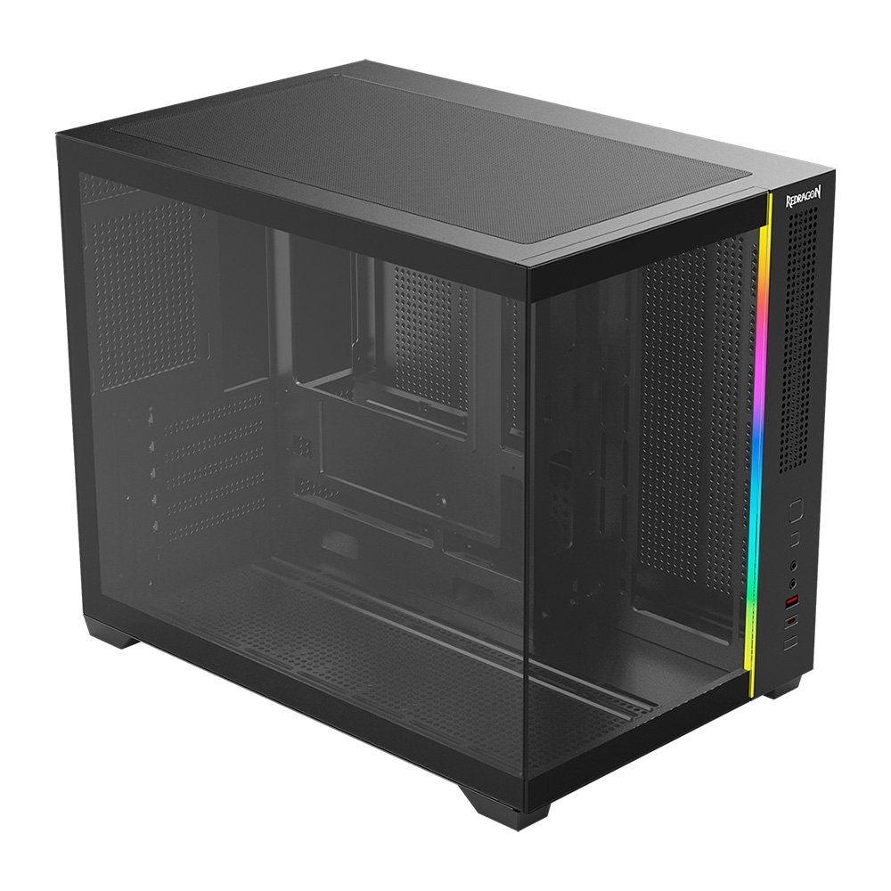 Gabinete Gamer Redragon Wideload Mini Lite RGB, Mini Tower, M-ATX, Sem Fans, Preto - CA-611B - view 3