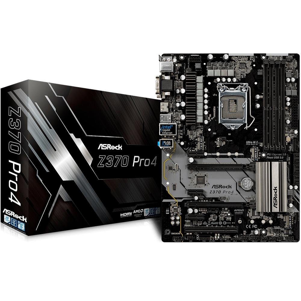 Placa-Mãe ASRock Z370 Pro4, Intel LGA 1151, ATX, DDR4 Placa-Mãe ASRock Z370 Pro4, Intel LGA 1151, ATX, DDR4