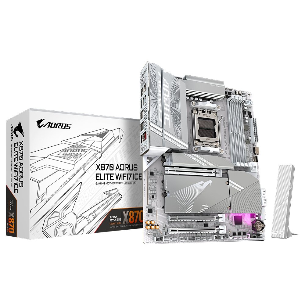 Placa-Mãe Gigabyte X870 AORUS ELITE WF7 ICE, AM5, ATX, DDR5, PCIe 5.0, RGB, Wi-Fi 7, Bluetooth, Branco - X870 A ELITE WF7 ICE 4