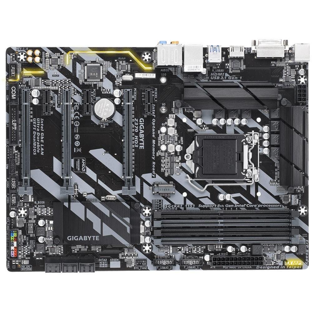 Placa-Mãe GIGABYTE p/ Intel LGA 1151 ATX Z370 HD3 DDR4
