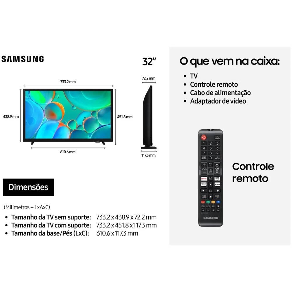 Smart TV 32" Samsung HD 32H5000F Tizen 2 HDMI