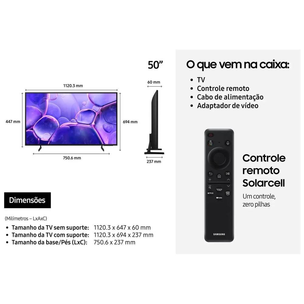 Imagem 7 de 8 do produto Smart TV 50" Samsung UHD 4K Crystal UHD U8600F UN50U8600FGXZD Tizen Crystal 4K Bixby e Alexa 3 HDMI