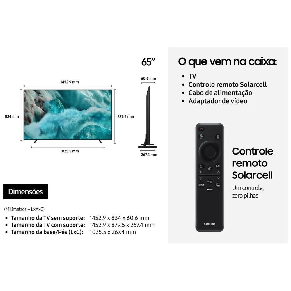 Imagem 2 de 10 do produto Smart TV 65" Samsung 4K QLED QN65Q7FAAGXZD Tizen Q4 AI 3 HDMI